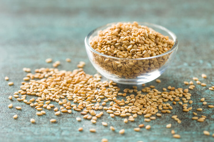Bowl of roasted sesame seeds